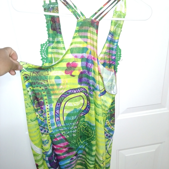✨Spode Vibrant Green and Multicolor Tank Top Size M - Picture 5 of 5